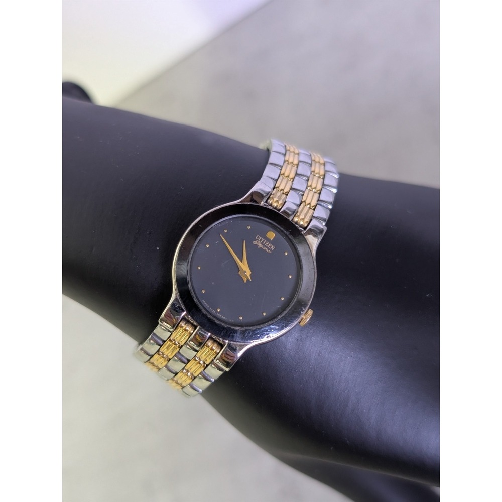 Citizen Elegance Watch Women Silver Gold Two Tone Black Dial - Needs Battery